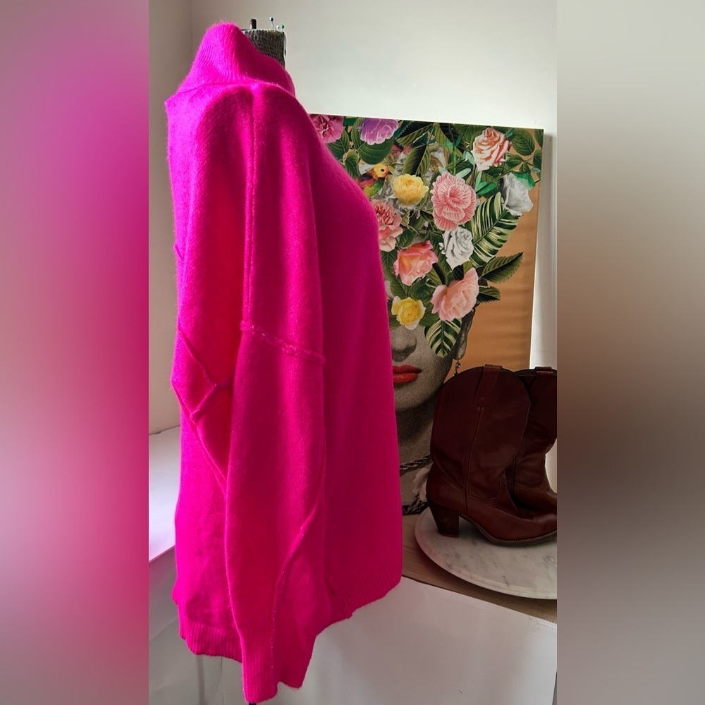 NWT CROWN & IVY MOCK NECK DEEP PINK SWEATER Sz. XXL PULLOVER, SOFT, FALL/WINTER - Picture 2 of 7